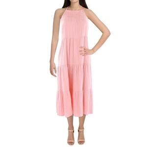 Elan cotton halter midi dress pink - XS